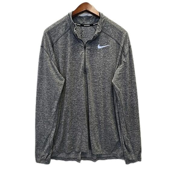 Nike Running Mens Dri-Fit 1/4 Zip Pullover Sz XL Gray Stretch Reflective - Picture 1 of 10